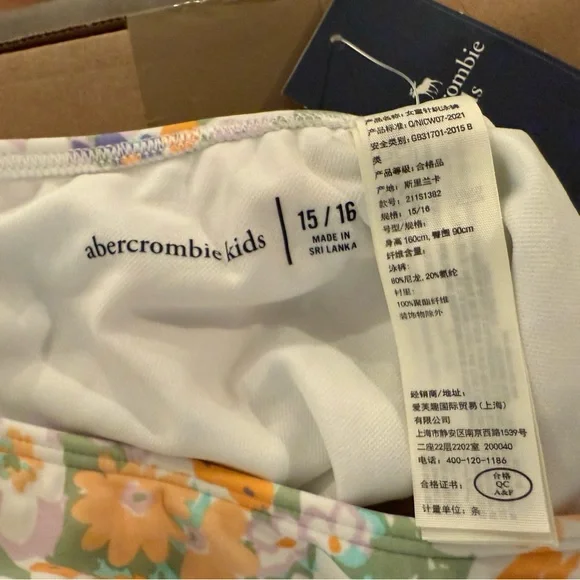 NWT Abercrombie Kids Floral Bralette Bikini Girls Size 17 18 Swim Beach Summer